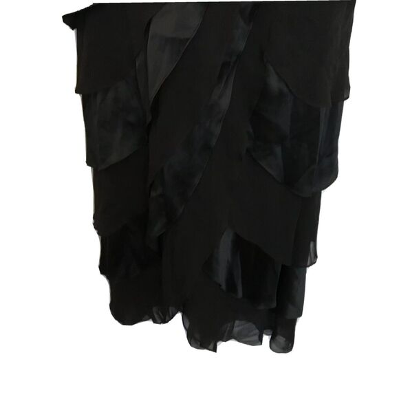 TADASHI SHOJI Black Silk Tiered V-neck Gown Sleeveless Size 6 Stunning - Picture 10 of 12